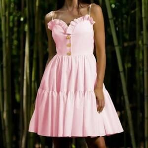 Michael Fausto Size 2 Chiara Prairie Dress Pink Ruffle Mini Dress | Size 2